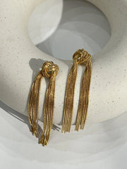 Gold Tied Tassel Earrings