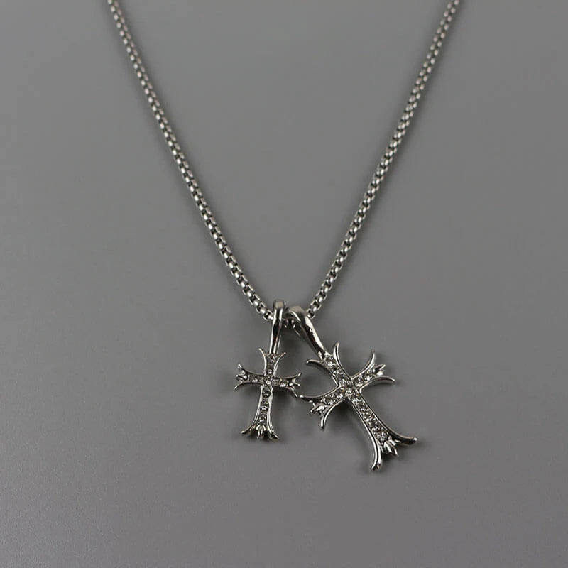 Double Cross Aesthetic Necklace