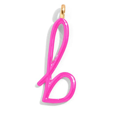 Custom Hot Pink Enamel Script Letter Charm - B