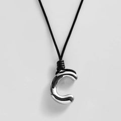 Cord Initial Necklace - Silver