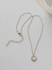 Rhinestone Edge Heart Pendant Necklace