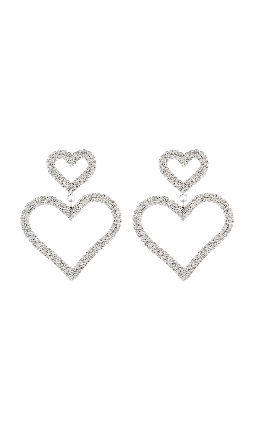 Gold Diamante Heart Shape Drop Earrings