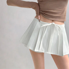 Knotbow Pleated Mini Skirt