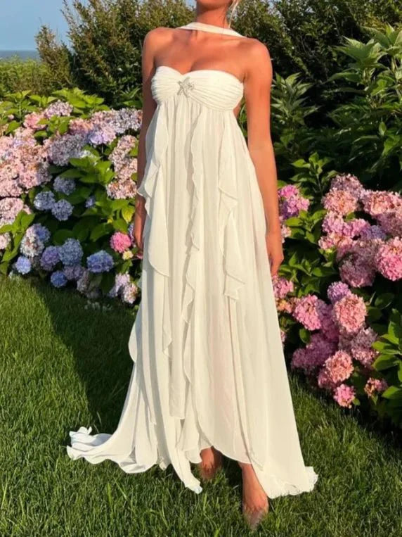 Ruffle Off-Shoulder Midi Dresses