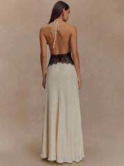 Halter V-Neck High Waist Maxi Dress