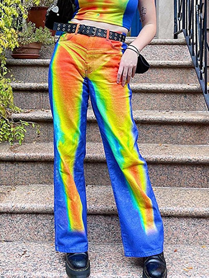 Cyberprinted Straight Leg Pants