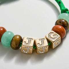 Custom Block Letter Semi-Precious Paracord Bracelet - Green